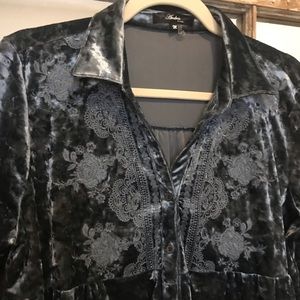 Embroidered Velvet Top